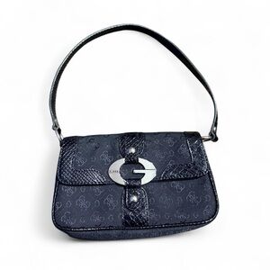 Vintage Guess Y2K Monogram Shoulder Bag – Black